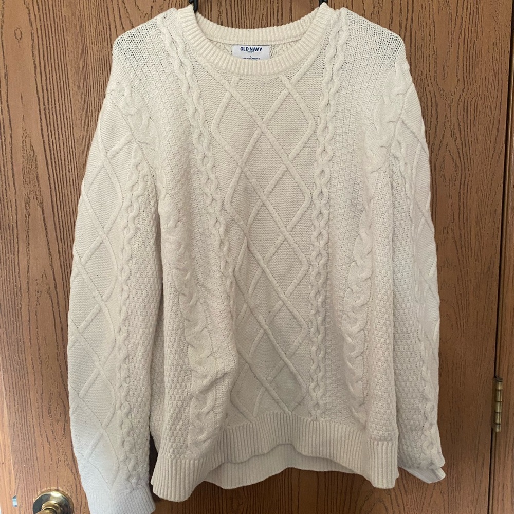 Old Navy Women's Ivory Cable Knit Sweater